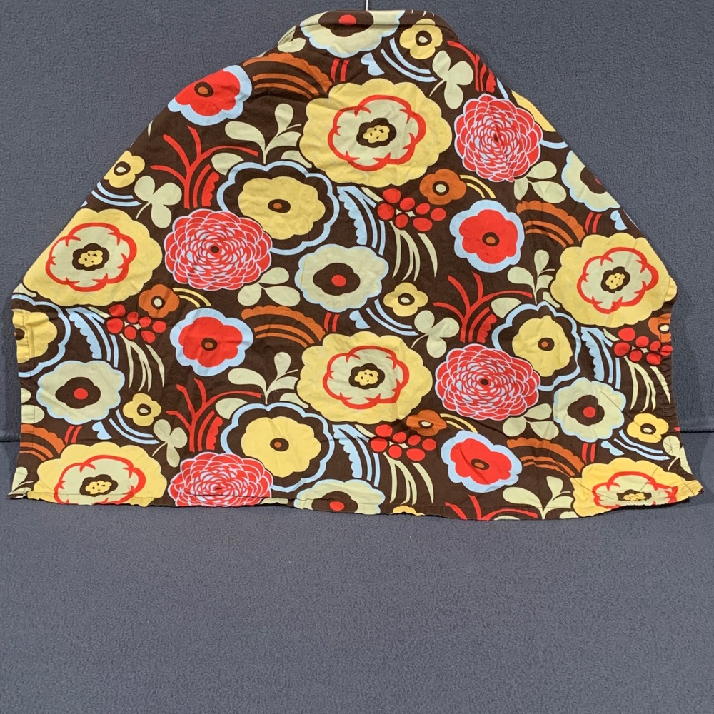 Bebe au Lait Nursing Cover Brown Yellow Floral 100%‎ Cotton Adjustable Strap